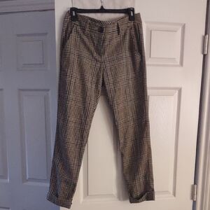 CAbi 573 Down To Earth Plaid Hatter Crop Cuffed Size 4 Stretch